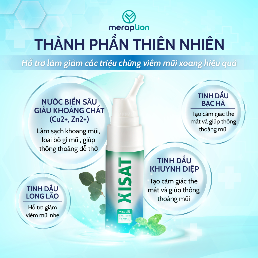 COMBO 3 Xịt mũi nước biển sâu XISAT 75ml hỗ trợ giảm viêm mũi, nghẹt mũi, viêm xoang,tinh dầu khuynh diệp - T302201017_3