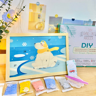 Set tranh bột giấy MADOCA tranh trang trí nhà cửa, tranh bột giấy tự làm size A5