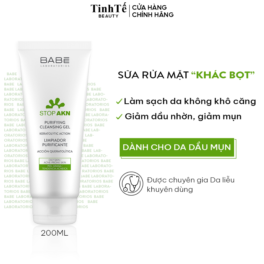 Ảnh Gel rửa mặt BABE cho da dầu mụn Stop Akn Purifying Cleansing gel 100ml-200ml 2