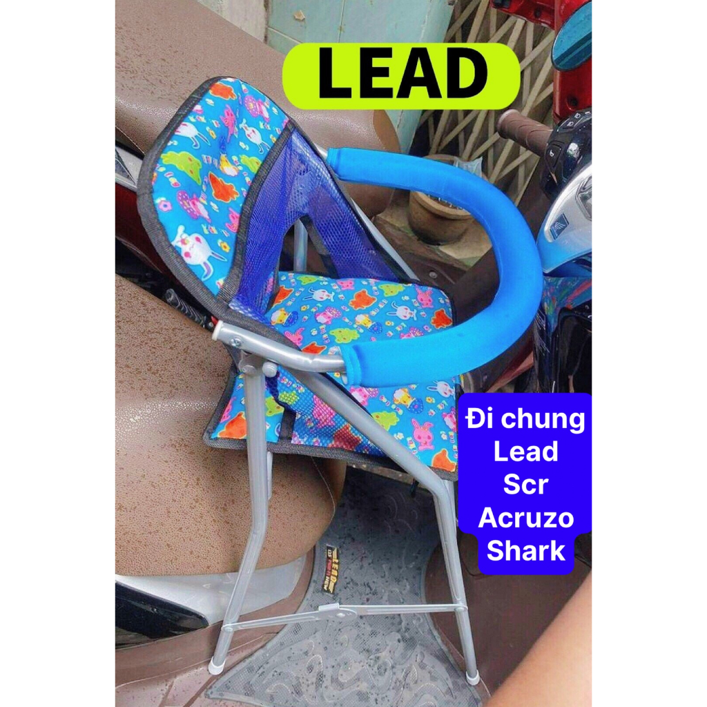 Ghế ngồi xe máy LEAD , SCR , ACRUZO , SHARK cho bé , GHẾ GA XẾP SẮT SƠN TĨNH ĐIỆN GẤP GỌN