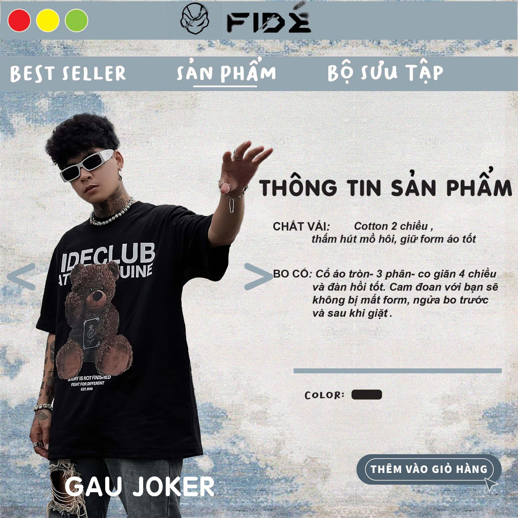 Ảnh Áo thun FIDE unisex nam nữ form rộng cổ tròn GẤU JOKER 2
