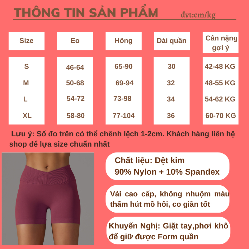Ảnh Quần short đùi nữ tập gym yoga cạp chéo lưng V co giãn thấm hút mồ hôi GP116 2