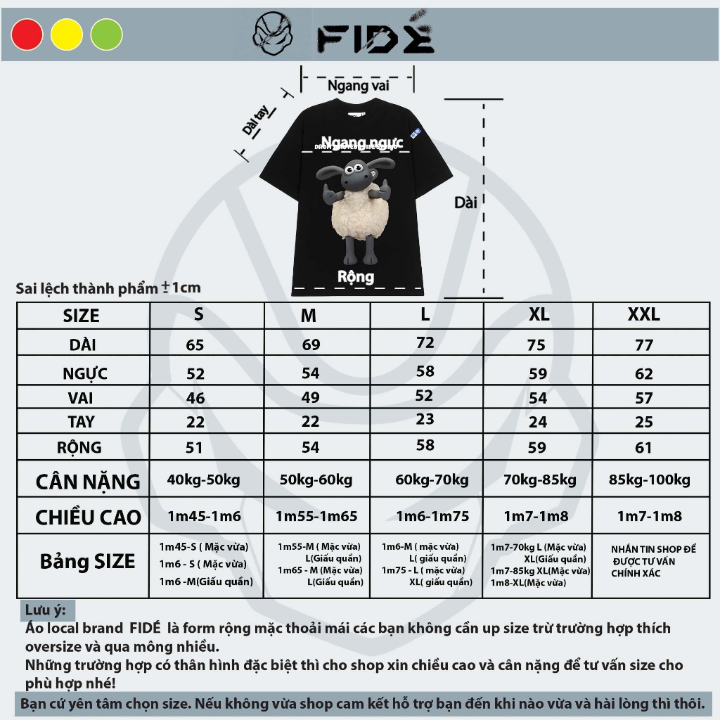 Ảnh Áo thun FIDE Cừu Shaun phông trơn nam nữ cổ tròn unisex SHAUN 07 4