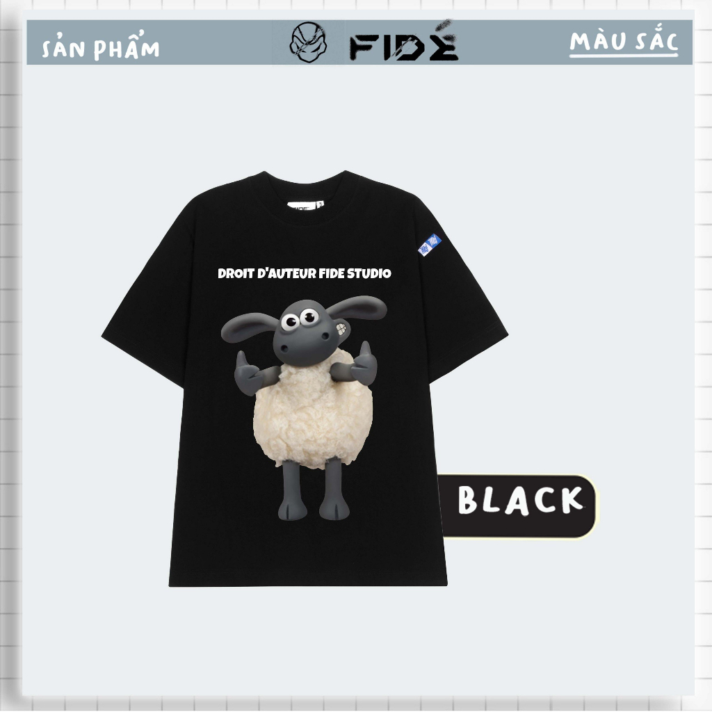 Ảnh Áo thun FIDE Cừu Shaun phông trơn nam nữ cổ tròn unisex SHAUN 07 3