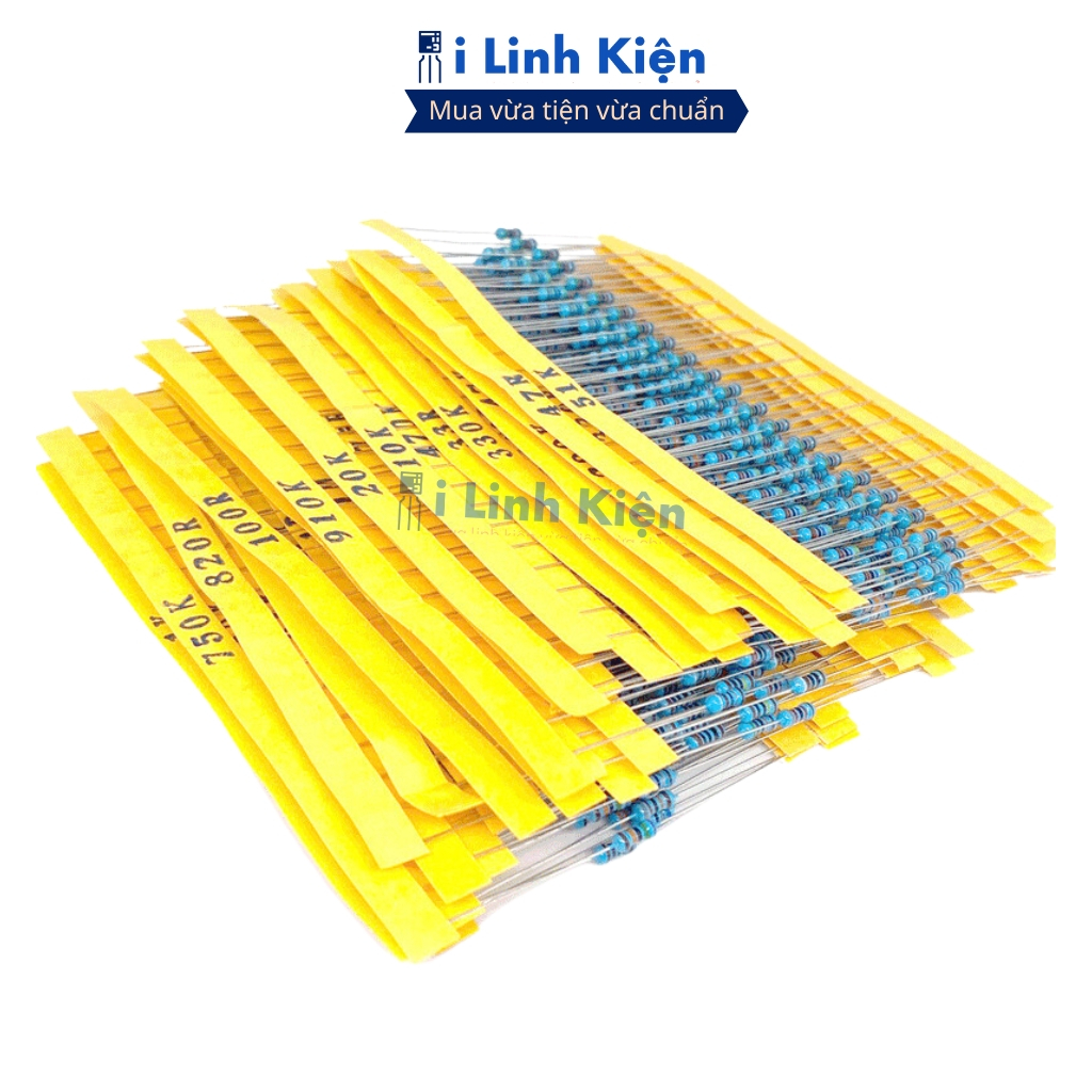 Điện trở vạch 1/4W 270R-33K 1% chân đồng combo 100 con ilinhkien