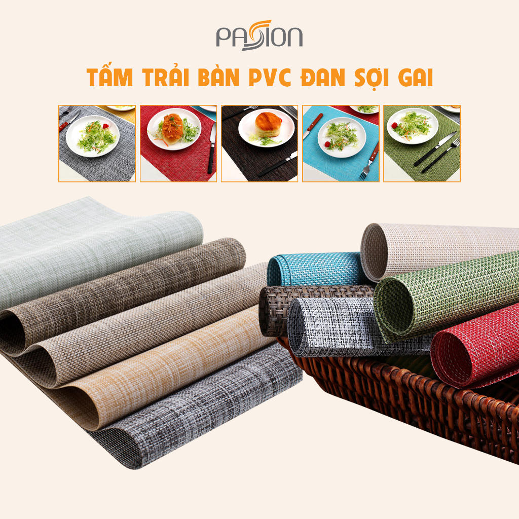 Tấm Trải Bàn PVC Đan Sợi Gai Trơn Màu Chống Trượt Dành Cho Nhà Hàng PA9957