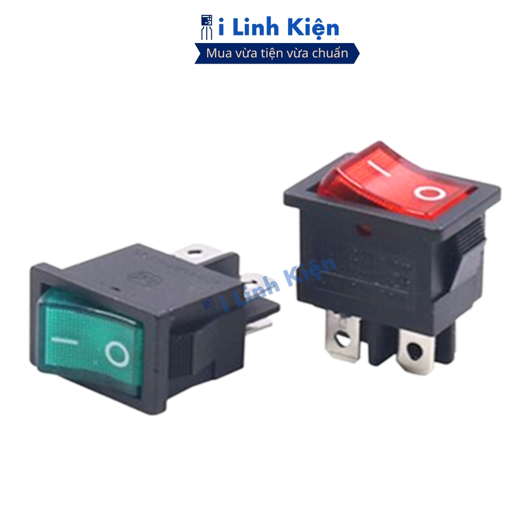 Công tắc bập bênh 4 chân KCD1-104R 250V 6A 15x21mm có đèn chất lượng cao ilinhkien.