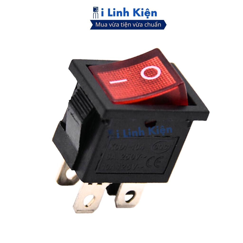 Công tắc bập bênh 4 chân KCD1-104R 250V 6A 15x21mm có đèn chất lượng cao ilinhkien.