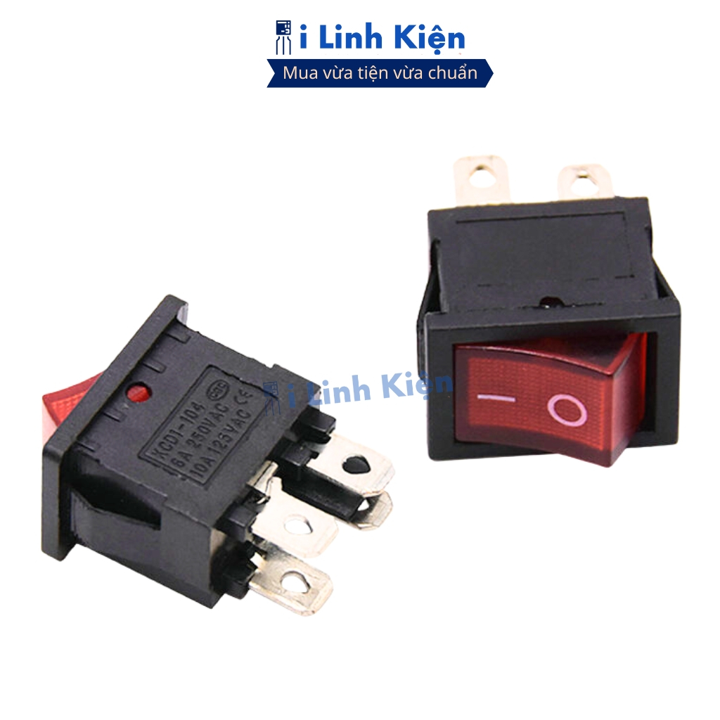 Công tắc bập bênh 4 chân KCD1-104R 250V 6A 15x21mm có đèn chất lượng cao ilinhkien.