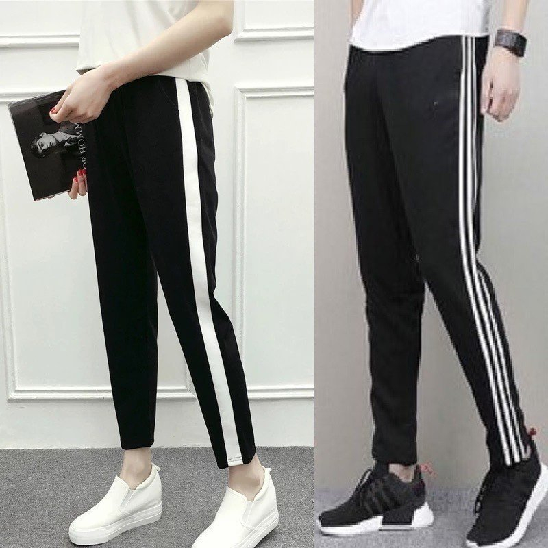 Quần thể thao phối 1 sọc và 3 sọc suông vải poly sang xịn mịn