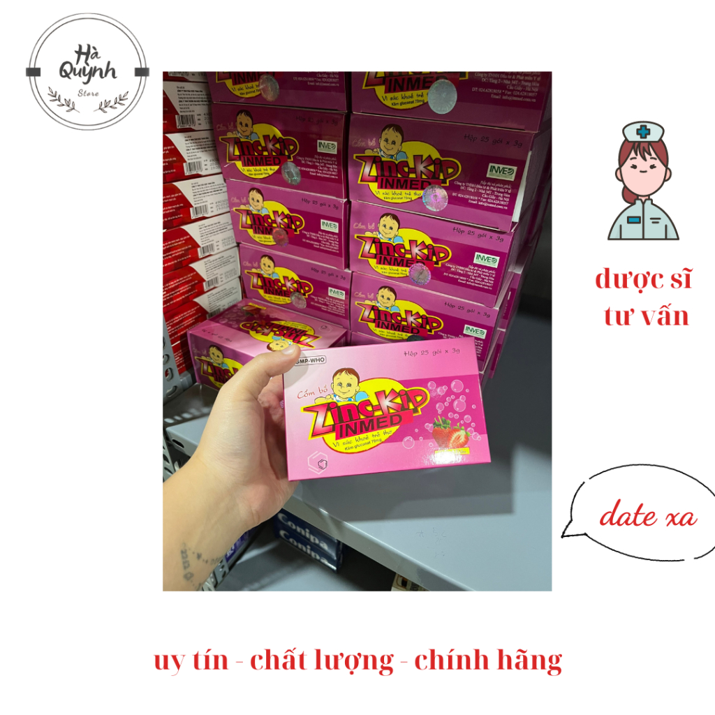 Cốm Bổ Sung Kẽm Zinc Kid Inmed Hương Dâu Hỗ Trợ Chống Còi Xương, Chậm