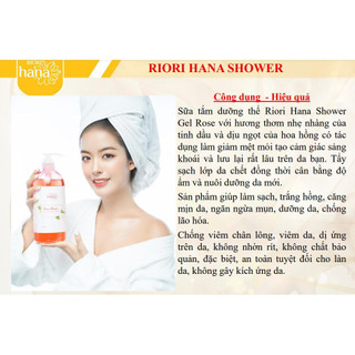 Sữa tắm dưỡng thế hương hoa hồng RIORI HANA ROSE SHOWER GEL ROSE làm sạch dịu nhẹ, lưu hương lâu (500ml - 1000ml)