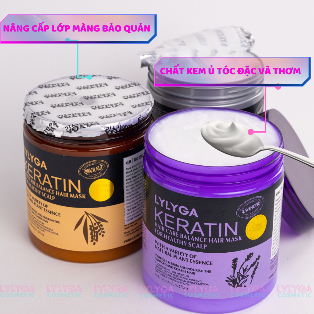 Kem ủ tóc KERATIN COLLAGEN 1000ML và 500ML LAVENDER BRAZIL NUT – Ủ hấp tóc cung cấp dưỡng chất KERATIN tự nhiên UT08