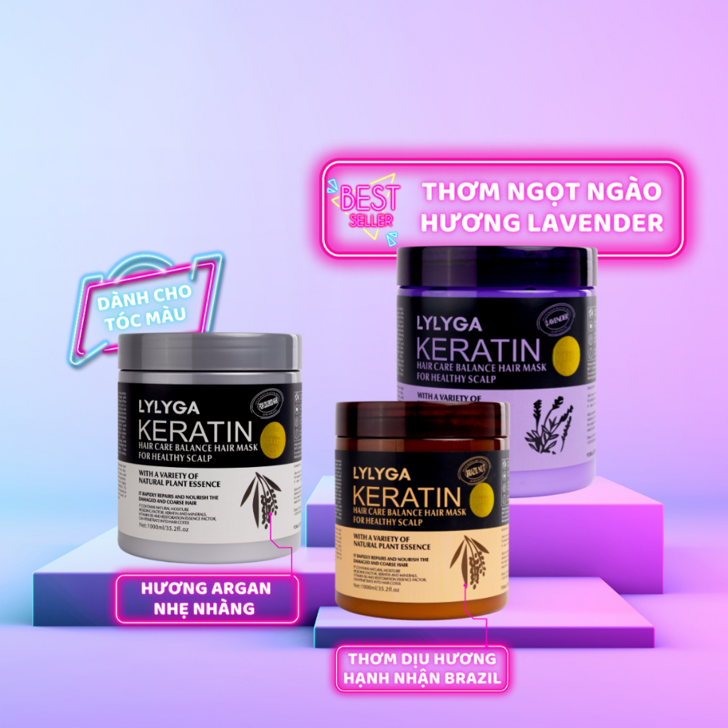 Kem ủ tóc KERATIN COLLAGEN 1000ML và 500ML LAVENDER BRAZIL NUT – Ủ hấp tóc cung cấp dưỡng chất KERATIN tự nhiên UT08