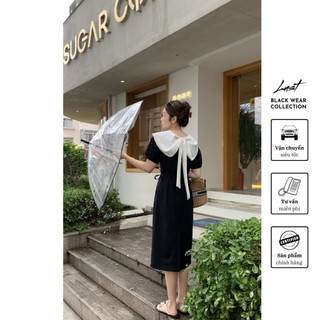 Váy đen dài cổ bèo buộc nơ sau cao cấp LUST chất liệu dày dặn thiết kế đẹp - M126