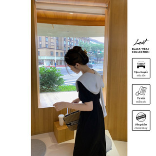 Váy đen dài cổ bèo buộc nơ sau cao cấp LUST chất liệu dày dặn thiết kế đẹp - M126