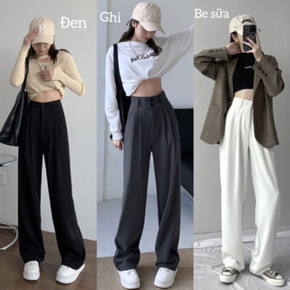Quần Ống Suông Rộng 2 Khuy Cap Cao Tôn Dáng Lên From Xinh MA16