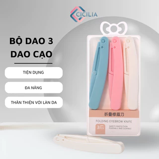 [Mã SGBAU30 giảm đến 30K đơn 99K] Set 3 Dao Cạo Tỉa Lông Mày Kèm Hộp Đựng Tiện Lợi-CI-005