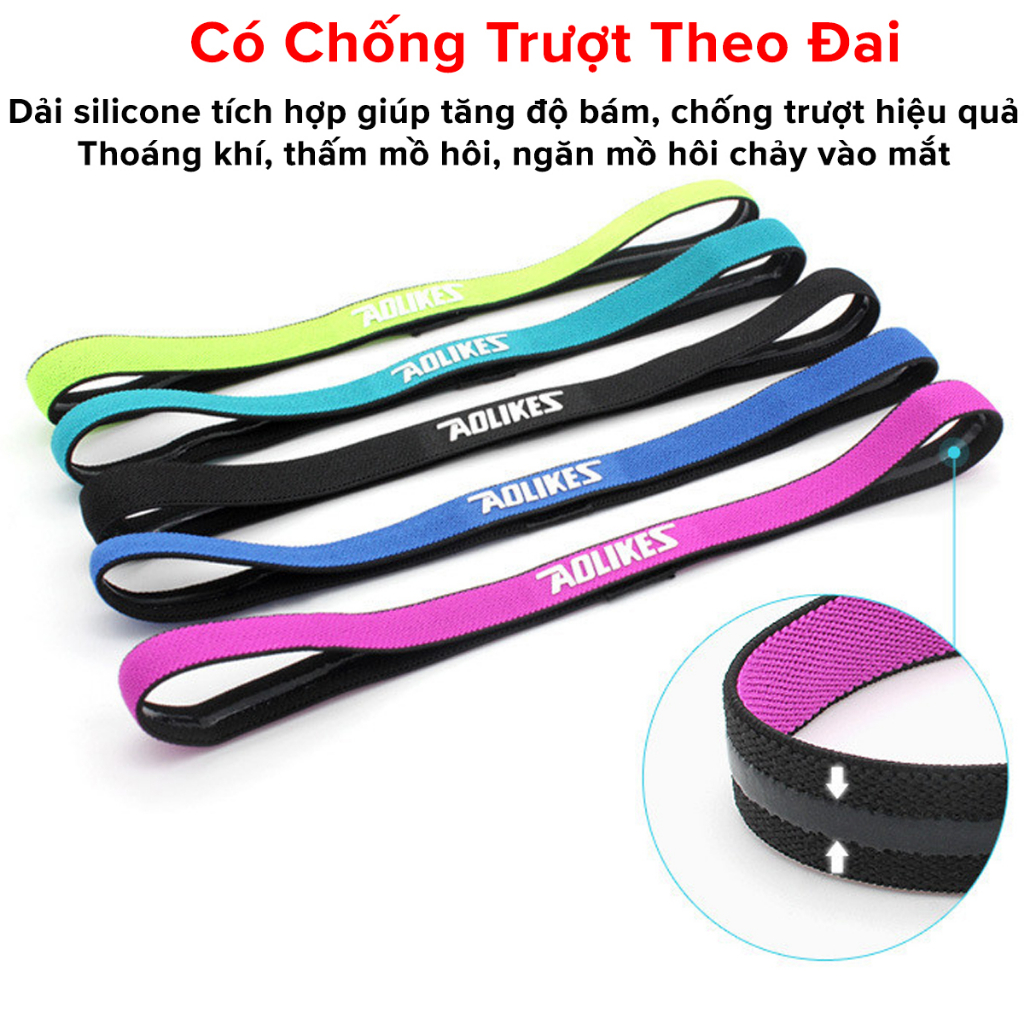 Ảnh Băng Đô Thể Thao Chặn Mồ Hôi Trán Nam Nữ Headband AL2101 Bản Nhỏ Co Giãn Chống Trượt Tập Thể Thao Chính Hãng Aolikes 2