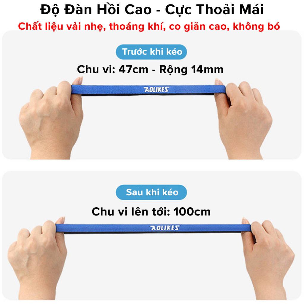 Ảnh Băng Đô Thể Thao Chặn Mồ Hôi Trán Nam Nữ Headband AL2101 Bản Nhỏ Co Giãn Chống Trượt Tập Thể Thao Chính Hãng Aolikes 3