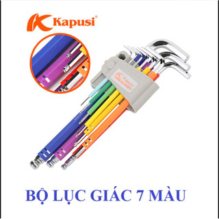 Bộ lục giác bi 7 màu KAPUSI K-0197, 9 cây chữ L từ 1.5-10mm