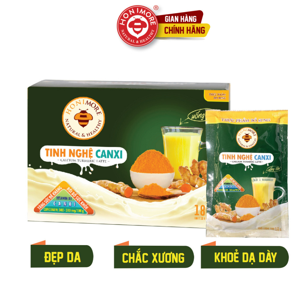 Ảnh Tinh bột nghệ Canxi Honimore 288g - tốt cho xương, làm đẹp da, tốt cho dạ dày 1