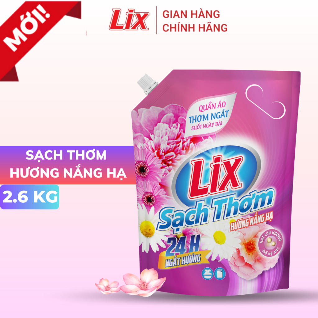Ảnh Nước giặt Lix sạch thơm hương nắng hạ 3.2kg TÚI N7303 và N7302 chứa hạt lưu hương thơm hơn - Lixco Việt Nam 1