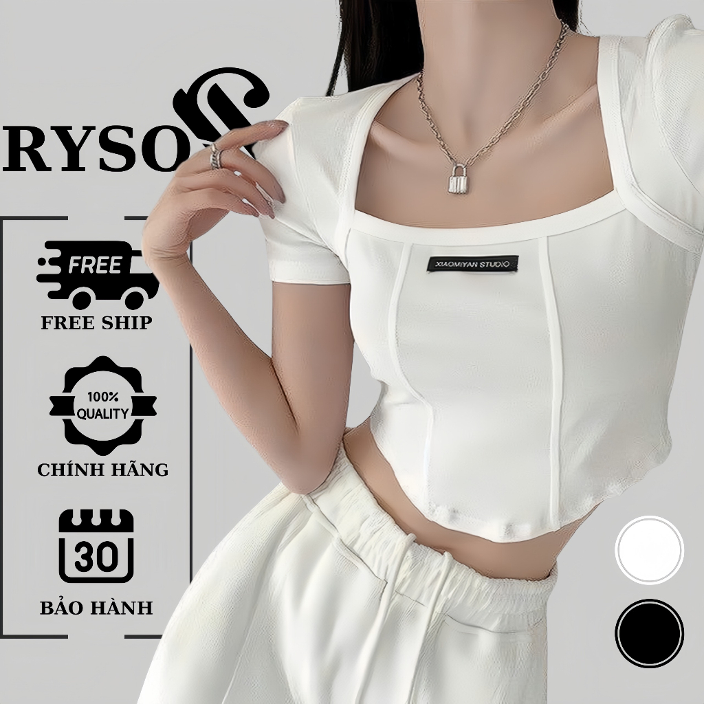 Áo croptop baby tee RYSO FASHION thun nữ ôm body tay ngắn cổ tim sexy thun lạnh co dãn đẹp vintage spe