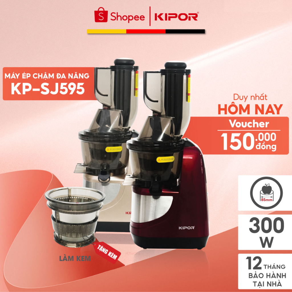 Ảnh Máy ép chậm KIPOR KP-SJ595 - Tặng lưới làm kem - Động cơ đồng nguyên chất công suất lớn - Bảo hành tại nhà 12 tháng 1