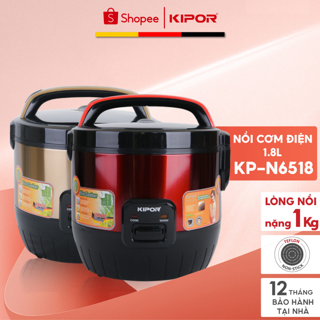 Ảnh Nồi cơm điện KIPOR KP-N6518 - 1.8L - Dung tích lớn, chống dính TEFLON 3mm 1Kg - Bảo hành tại nhà 12 tháng 1
