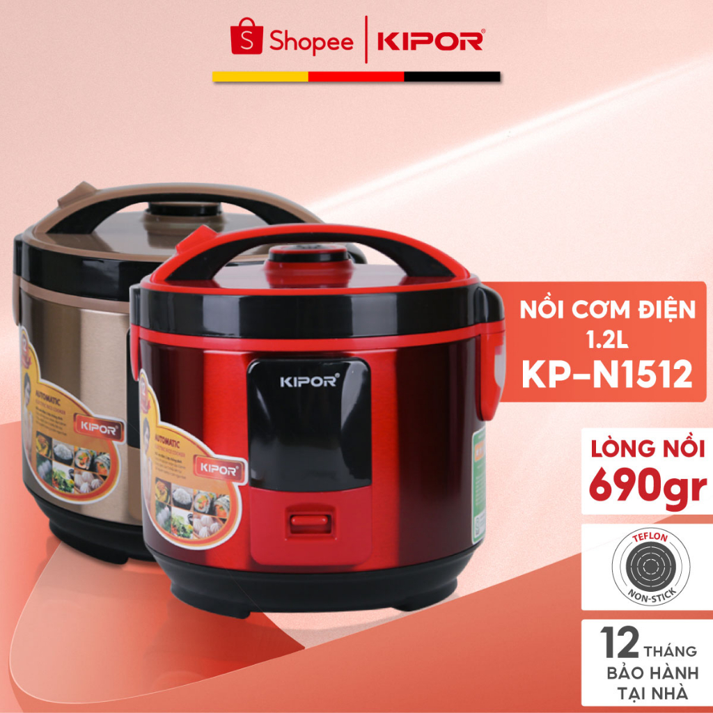 Ảnh Nồi cơm điện KIPOR KP-N1512 - 1.2L - Nồi cơ chống dính TEFLON 5 lớp dầy 3mm nặng 690G - Bảo hành tại nhà 12 tháng 1