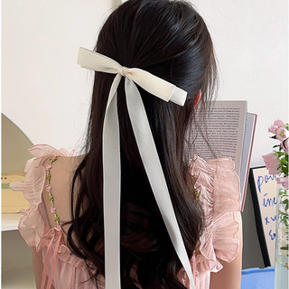 Kẹp tóc nơ lụa rủ dài tiểu thư lolita Chồi accessories, kẹp tóc nơ đuôi dài Y001