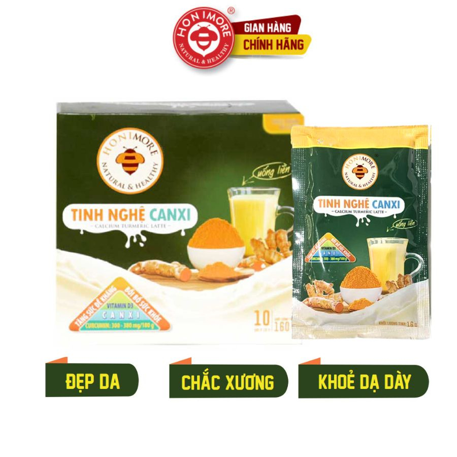 Ảnh Tinh bột nghệ Canxi Honimore 160g - tốt cho xương, làm đẹp da, tốt cho dạ dày 1