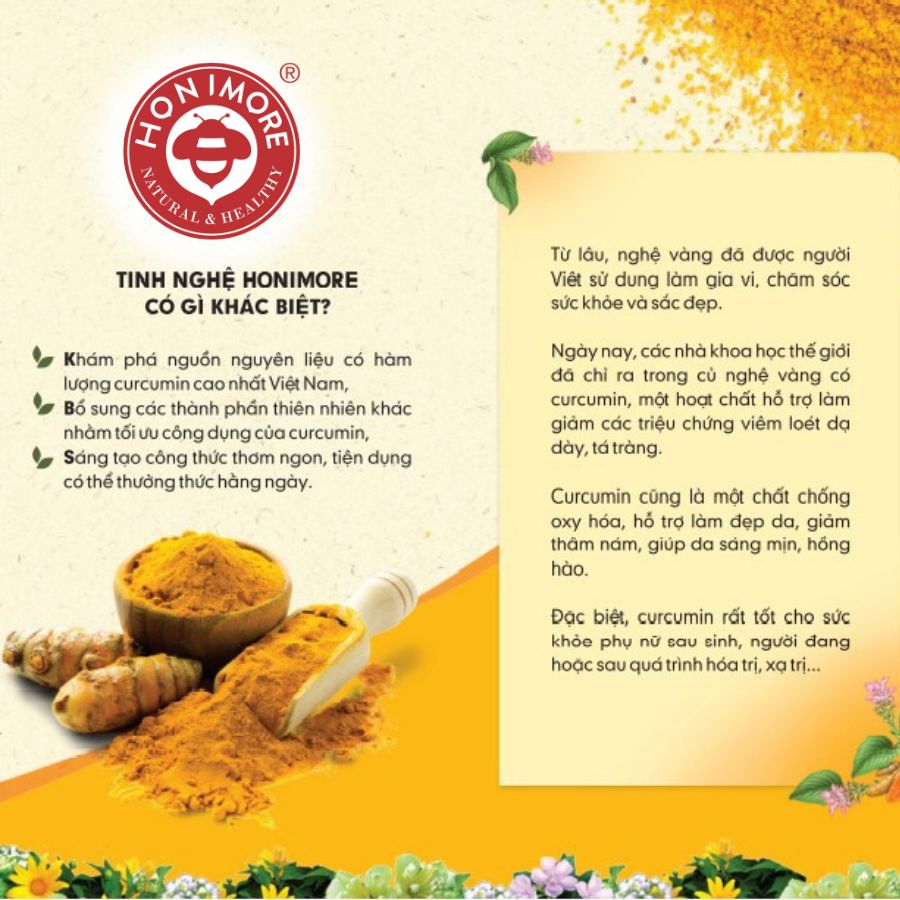 Ảnh Tinh bột nghệ Canxi Honimore 160g - tốt cho xương, làm đẹp da, tốt cho dạ dày 4