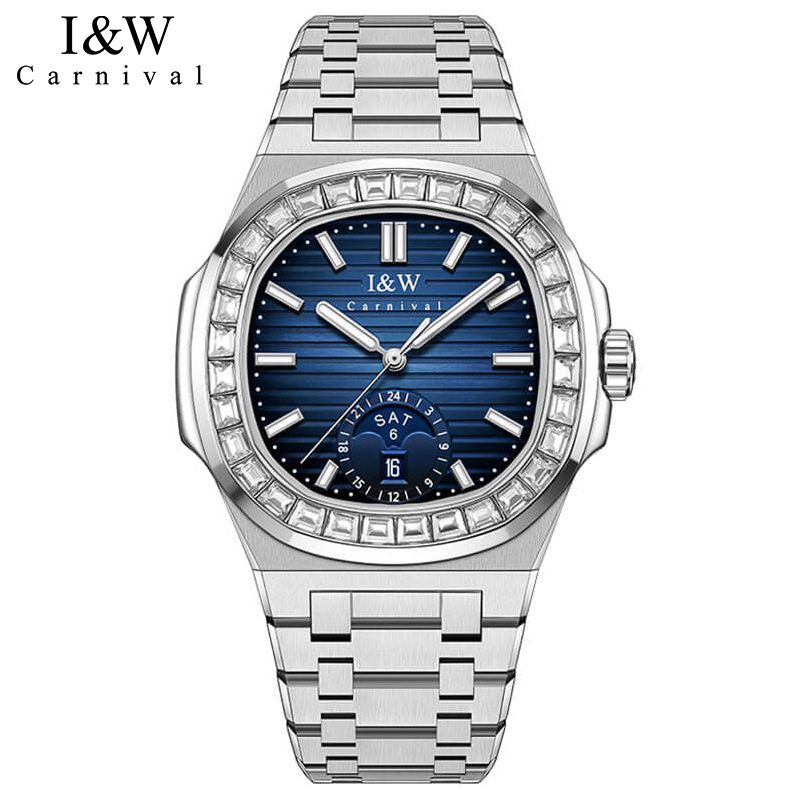Đồng hồ nam chính hãng I&W Carnival IW735 IW735G 735 735G máy cơ Nhật Bản mặt kính sapphire nguyên khối