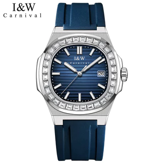 Đồng hồ nam chính hãng I&W Carnival IW721 IW721G 721 721G dây cao su máy cơ Seiko mặt kính sapphire