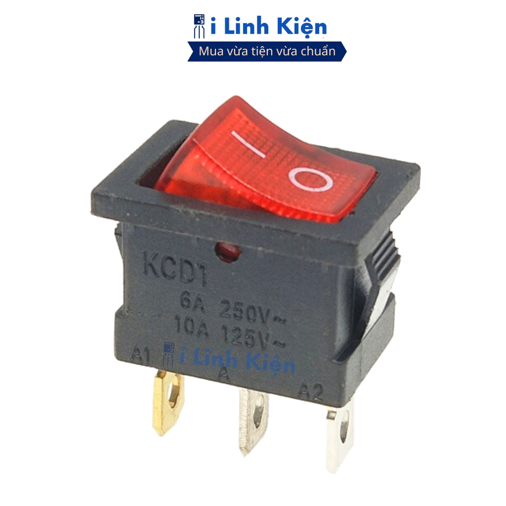 Công tắc bập bênh 3 chân KCD1-102N 250V 6A 15x21mm có đèn chính hãng đảm bảo chất lượng ilinhkien.