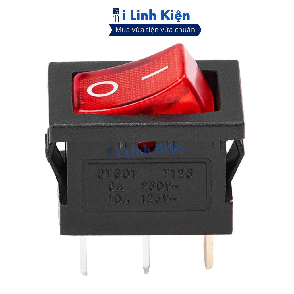 Công tắc bập bênh 3 chân KCD1-102N 250V 6A 15x21mm có đèn chính hãng đảm bảo chất lượng ilinhkien.