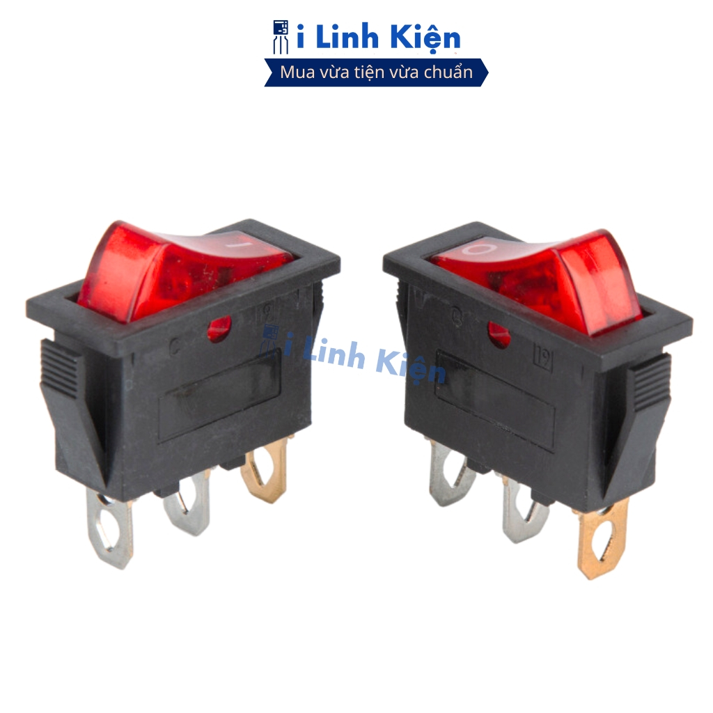 Công tắc bập bênh 3 chân  KCD3 250V/16A 13x31mm có đèn (công tắc Lioa) chính hãng ilinhkien.