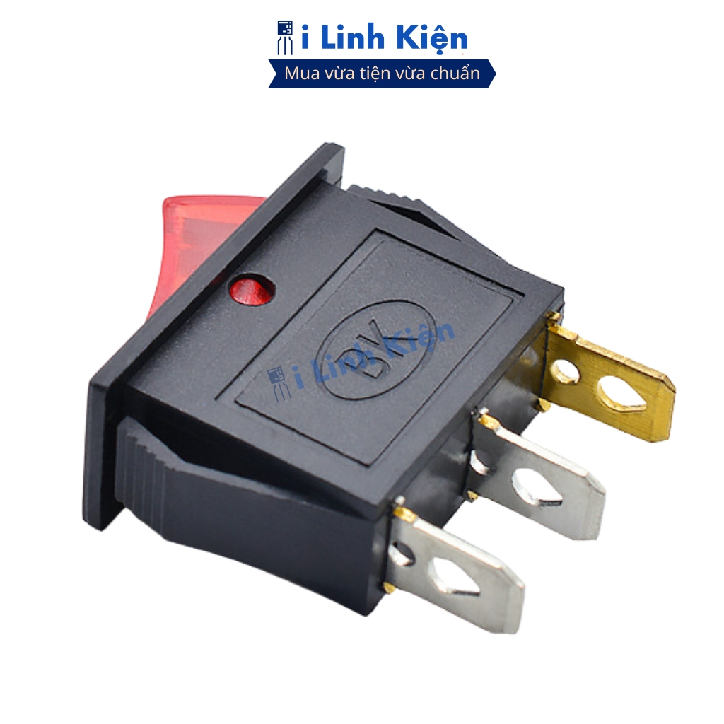Công tắc bập bênh 3 chân  KCD3 250V/16A 13x31mm có đèn (công tắc Lioa) chính hãng ilinhkien.