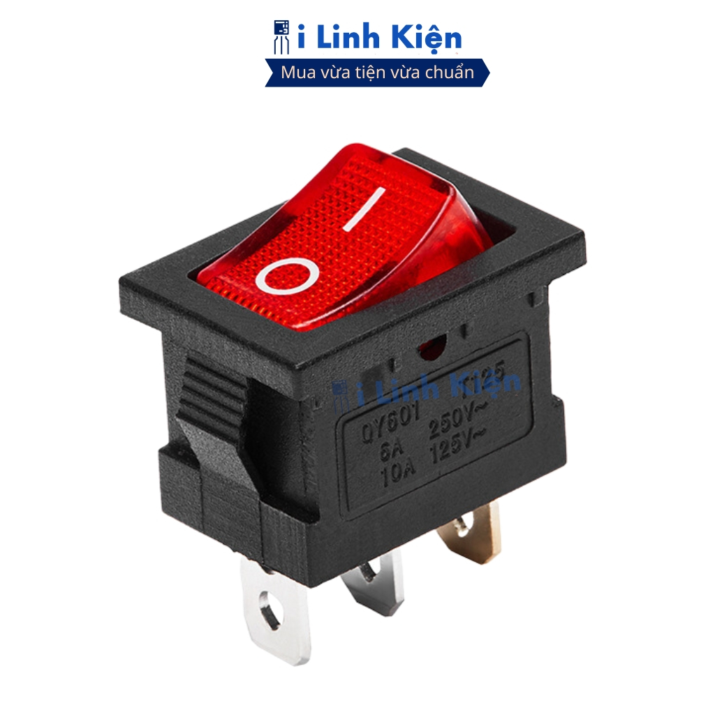 Công tắc bập bênh 3 chân KCD1-102N 250V 6A 15x21mm có đèn chính hãng đảm bảo chất lượng ilinhkien.