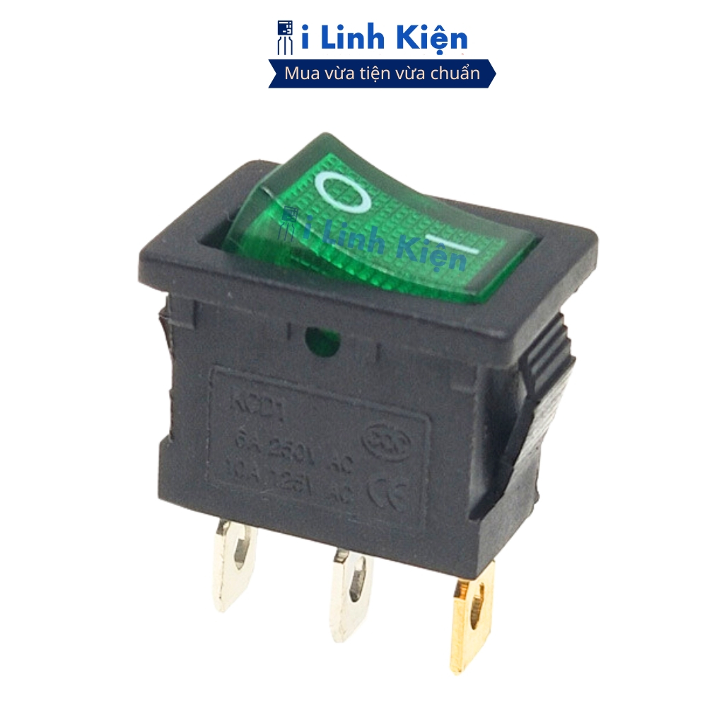Công tắc bập bênh 3 chân KCD1-102N 250V 6A 15x21mm có đèn chính hãng đảm bảo chất lượng ilinhkien.