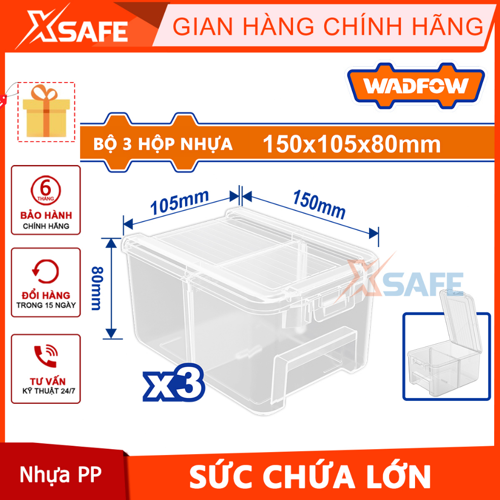 Bộ 3 Hộp nhựa trong suốt chia ngăn đựng linh kiện 150x105x80m m Bộ 3 ...