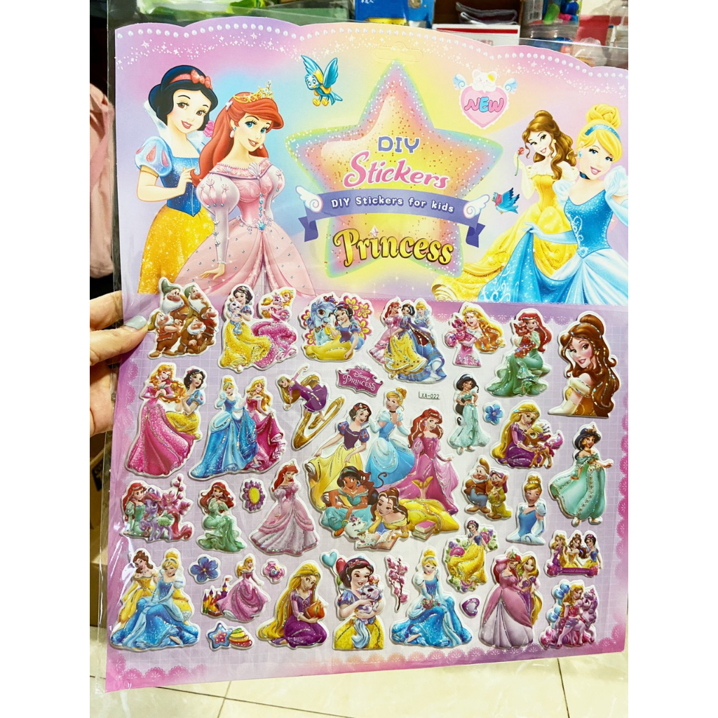 Sticker 3D nổi chống thấm hình công chúa, pony, heo pepa dán cho bé ...