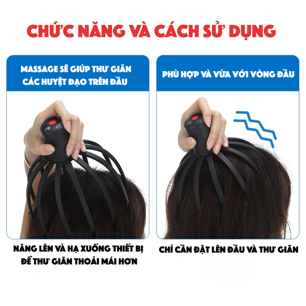 Máy Massage Đầu ,Mát Xa Đầu Đa Điểm Giúp Thư Giãn, Giảm Đau Đầu, Căng Thẳng, Stress Hiệu Quả ,Cải Thiện Giấc Ngủ
