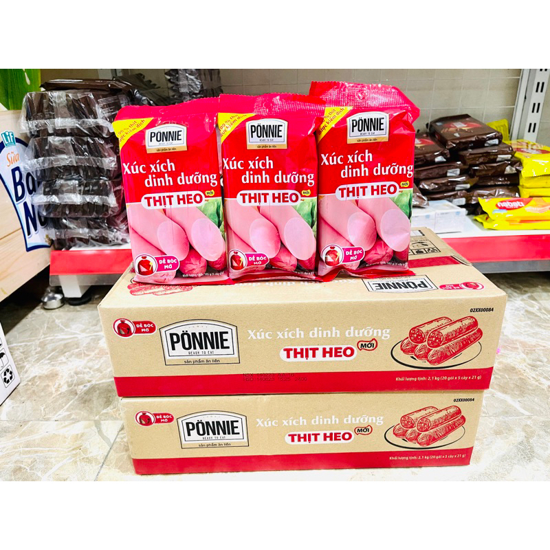 Thùng Xúc Xích Dinh Dưỡng Ponnie Thịt Heo 20 Gói X 95g Mẫu Mới Shopee Việt Nam 3800