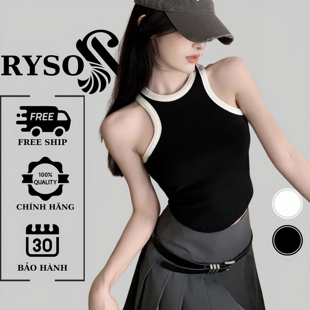 Áo Croptop BA LỖ PHỐI VIỀN RYSO FASHION Basic Trơn Nữ Thun Gân Kiểu Ôm Body Cao Cấp