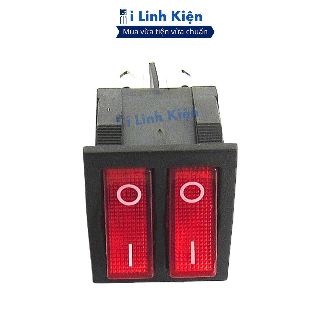 Công tắc bập bênh đôi 2 chế độ 6 chân KCD6-212N 250V 15A có đèn chất lượng cao ilinhkien.