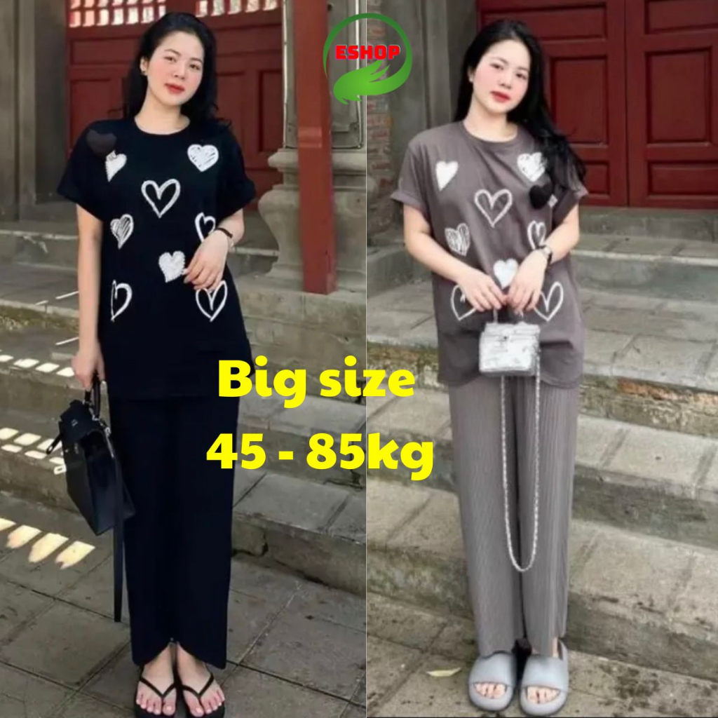 Set Đồ Nữ Đẹp Sang Chảnh Bigsize Đồ Mặc Nhà ESHOP Set Áo Và Quần Dài Ống Rộng Đi Chơi Dễ Thương Xinh Xắn DB068