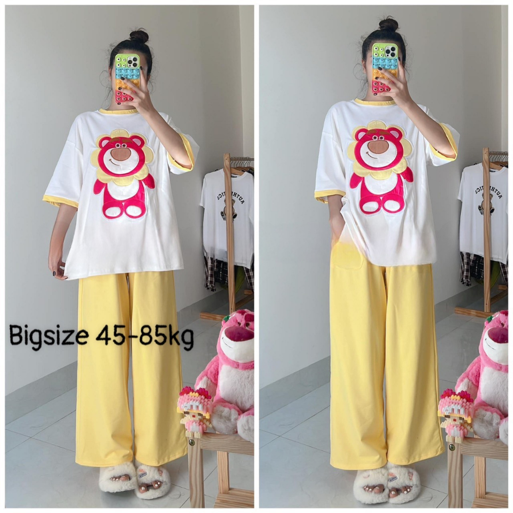 Set Đồ Nữ Đẹp Sang Chảnh Bigsize Đồ Mặc Nhà ESHOP Set Áo Và Quần Dài Ống Rộng Đi Chơi Dễ Thương Xinh Xắn DB068